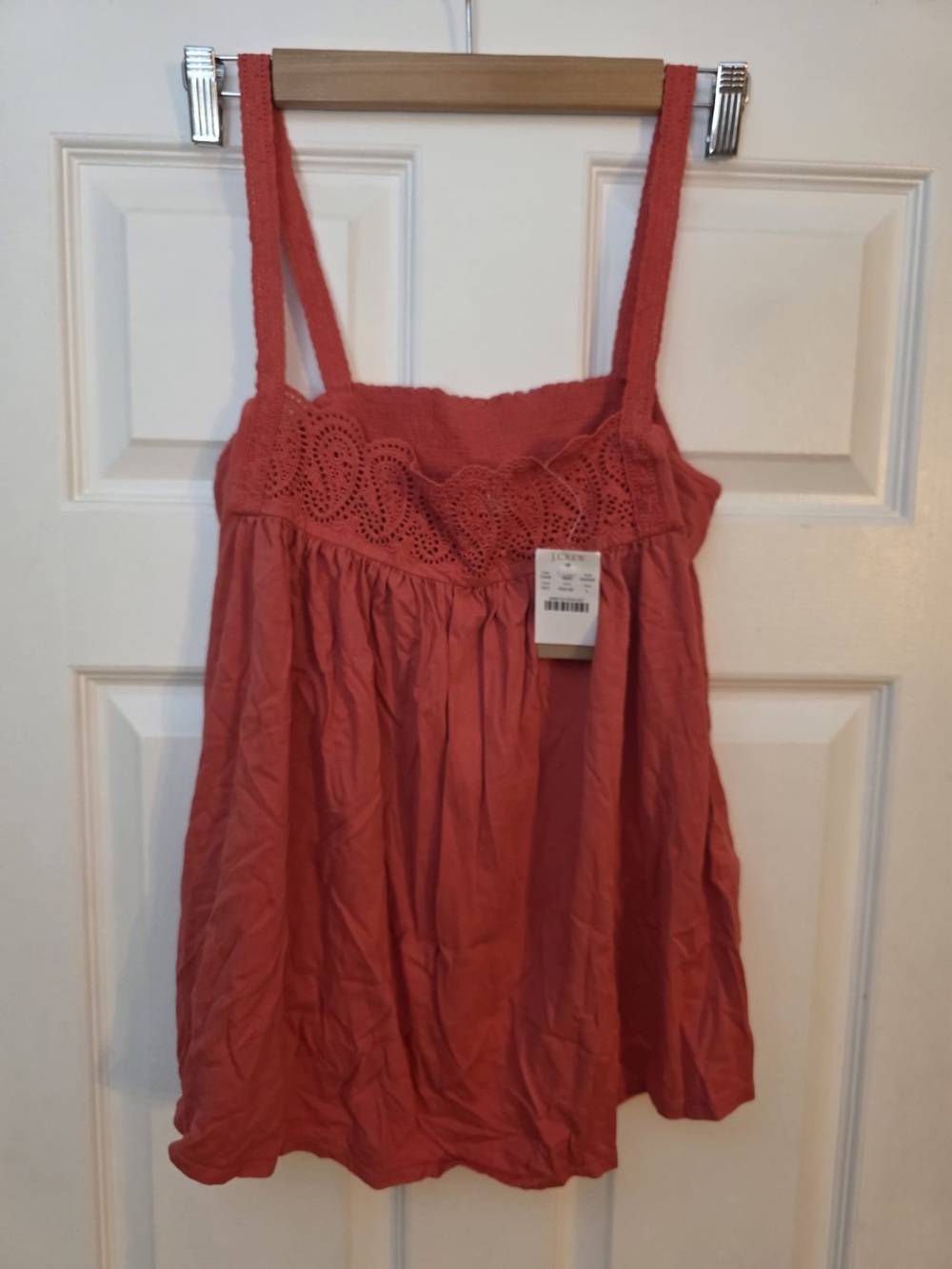 Women’s J. Crew Coral Crochet Yoke Camisole. Sz L. NWT
